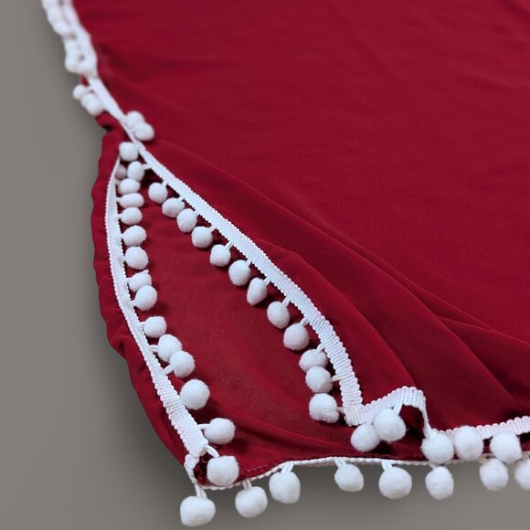 In'Voland Red Sheer Coverup with Pompoms - one size - Picture 5 of 7